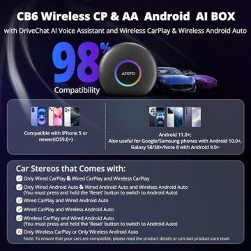 ATOTOZONE CB6 Wireless CarPlay Android Auto Adapter