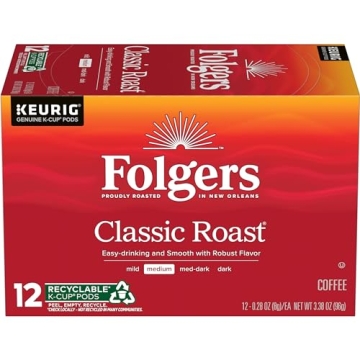 Folgers Classic Roast Coffee K-Cup Pods, 72 Count