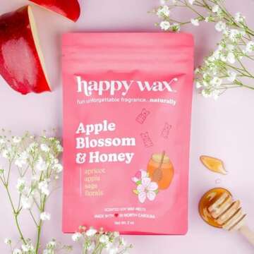 Happy Wax Orchard Blossom Spring Mix Soy Wax Melts - 6 Total Oz. Includes 2 oz Cherry Vanilla, 2 oz Apple Blossom & Honey, and 2 oz Cherry Blossom scents (Cherry & Apple Mix, 3 (2oz Bags))