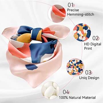 Stylish mokoomiss Silk Feeling Scarf for Women 27.5 x 27.5