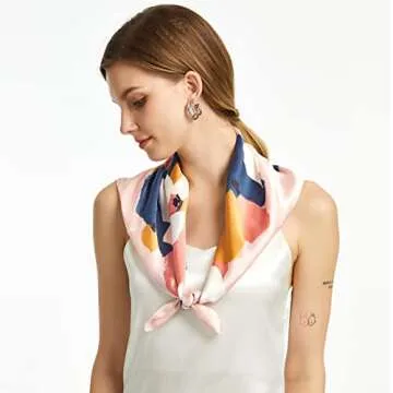 Stylish mokoomiss Silk Feeling Scarf for Women 27.5 x 27.5