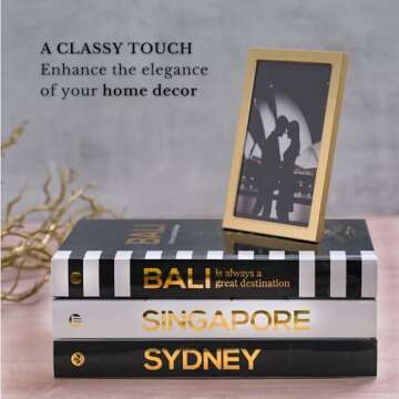 Decorative Books for Home Decor - Black and Gold Foiled Decor Books for Coffee Table - Decorative Hardcover Display Faux Books for Bookshelf – Fashion Designer Books Decor Set of 3