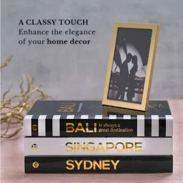 Decorative Books for Home Decor - Black and Gold Foiled Decor Books for Coffee Table - Decorative Hardcover Display Faux Books for Bookshelf – Fashion Designer Books Decor Set of 3