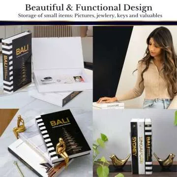 Decorative Books for Home Decor - Black and Gold Foiled Decor Books for Coffee Table - Decorative Hardcover Display Faux Books for Bookshelf – Fashion Designer Books Decor Set of 3