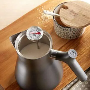 CDN ProAccurate® Instant Read Beverage Frothing Thermometer with Clip for Precise Temperature Measurement, 5" Stainless Steel Stem, Yellow Case (IRB220-F)