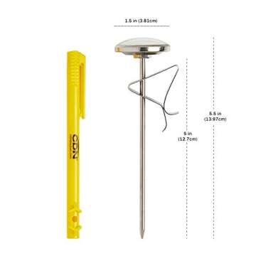 CDN ProAccurate® Instant Read Beverage Frothing Thermometer with Clip for Precise Temperature Measurement, 5" Stainless Steel Stem, Yellow Case (IRB220-F)