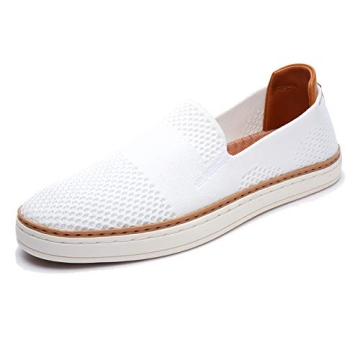 TRULAND Women's Slip On Sneakers Tennis Canvas Casual Loafers Flat Shoes (8.5 D(M) US,White)