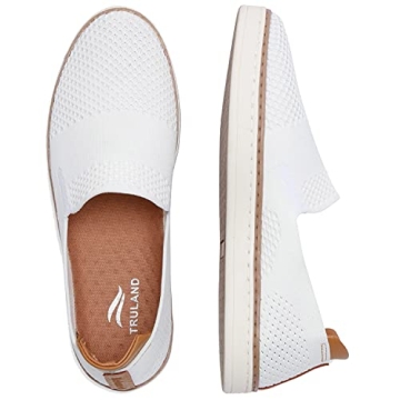 TRULAND Women's Slip On Sneakers Tennis Canvas Casual Loafers Flat Shoes (8.5 D(M) US,White)