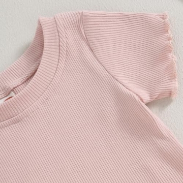 Kupretty Toddler Girl Summer Clothes Set Light Pink