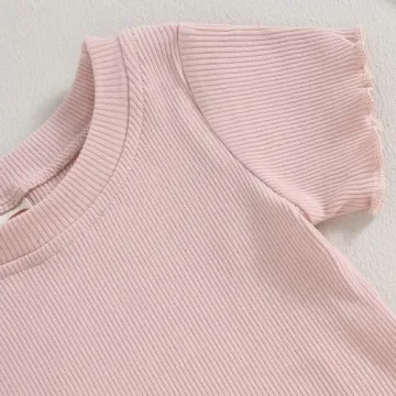 Kupretty Toddler Girl Summer Clothes Set Light Pink