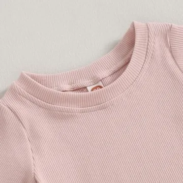 Kupretty Toddler Girl Summer Clothes Set Light Pink