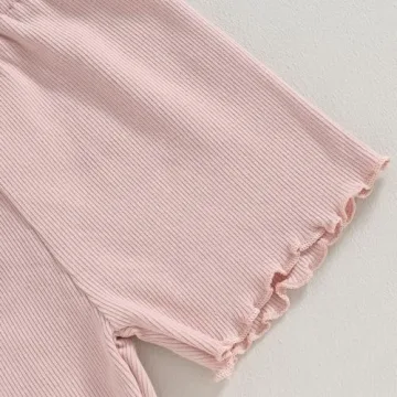 Kupretty Toddler Girl Summer Clothes Set Light Pink