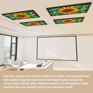 Magnetic Decorative Ceiling Light Covers - 4 Pack Sunflower Style