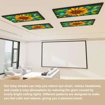 Magnetic Decorative Ceiling Light Covers - 4 Pack Sunflower Style