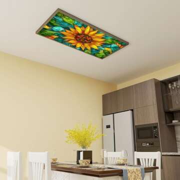 Magnetic Decorative Ceiling Light Covers - 4 Pack Sunflower Style