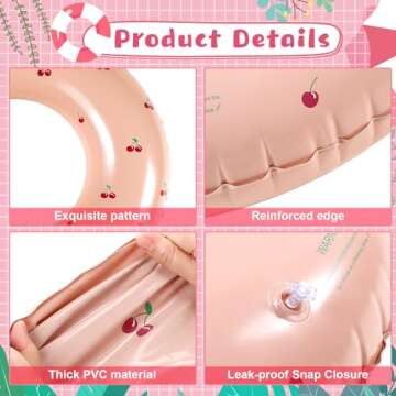 Wettarn 4 Pcs Pool Tubes with Fun Prints Inflatable Floats Swimming Toys Classic Striped Inner Tubes for Pool Bachelorette Pool Floaties for Summer Beach Party Decor Supplies (Cute Style,Age 16)