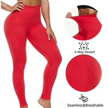 Women's High Waist Workout Gym Vital Seamless Leggings Butt Lift Smile Tummy Control Stretchy Yoga Pants Red