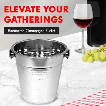 Chef Craft Hammered Champagne Bucket, 4 Quart, Stainless Steel