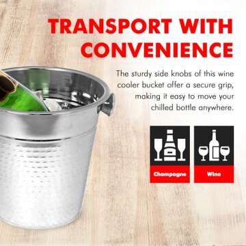 Chef Craft Hammered Champagne Bucket, 4 Quart, Stainless Steel