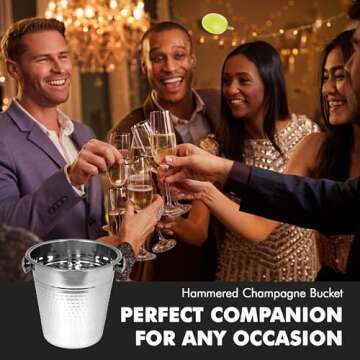 Chef Craft Hammered Champagne Bucket, 4 Quart, Stainless Steel