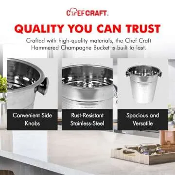 Chef Craft Hammered Champagne Bucket, 4 Quart, Stainless Steel