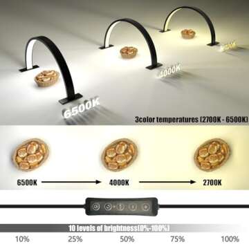 Upgrade Half Moon Ring Light for Desk，with Overhead Phone Mount and Phone Holder, 3 Color Modes, A...