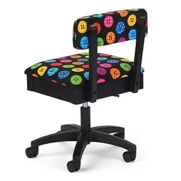 Arrow Sewing H8013 Adjustable Height Hydraulic Sewing and Craft Chair with Under Seat Storage and Printed Fabric, Bright Button Fabric Print
