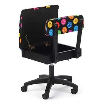 Arrow Sewing H8013 Adjustable Height Hydraulic Sewing and Craft Chair with Under Seat Storage and Printed Fabric, Bright Button Fabric Print