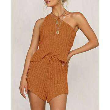 Sherrylily Womens Romper Outfits Sleeveless Vests Tops Tie Front Pants Overalls Jumpsuits