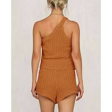 Sherrylily Womens Romper Outfits Sleeveless Vests Tops Tie Front Pants Overalls Jumpsuits