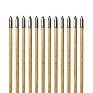 E5E10 Handmade Wooden Arrows 33inch with Feathers