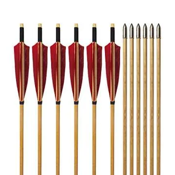 E5E10 Handmade Wooden Arrows 33inch with Feathers