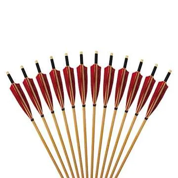 E5E10 Handmade Wooden Arrows 33inch with Feathers