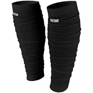 Nxtrnd Football Leg Sleeves, Calf Sleeves for Men & Boys, Sold as a Pair (Black)