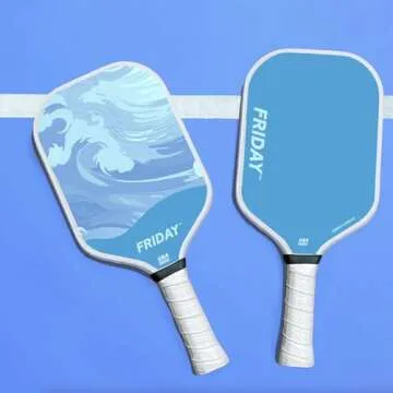 Friday Pickleball Paddle, USA Pickleball Approved, Durable Carbon Fiber, Thermoformed Unibody Design, Honeycomb Core, Gritty Surface for Spin (Blue Sky, 1 Paddle)