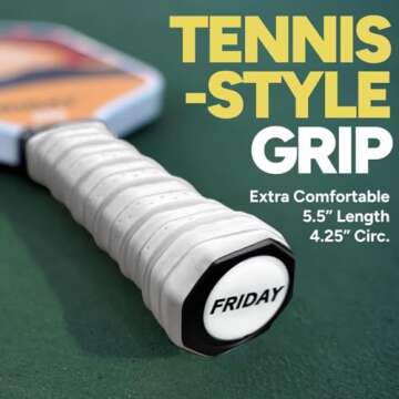 Friday Pickleball Paddle, USA Pickleball Approved, Durable Carbon Fiber, Thermoformed Unibody Design, Honeycomb Core, Gritty Surface for Spin (Blue Sky, 1 Paddle)