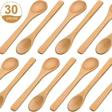 30 Count Wooden Spoons for Serving and Cooking Essentials