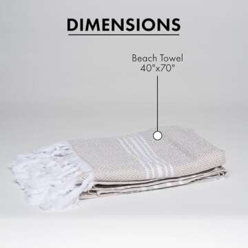SALBAKOS - Cotton Turkish Beach Towel - Made with 100% Turkish Cotton, Lightweight, Absorbent & Quick Dry Beach Towels for Gym, Pool, Beach & Spa | 40"x70" (Linen)