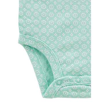 Simple Joys by Carter's Baby Girls' 5-Pack Long-Sleeve Bodysuit, Mint Green/Navy Dots/Pink/Butterflies/Floral, 6-9 Months