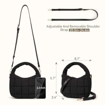 BOSTANTEN Small Puffer Crossbody Bag with Adjustable Strap