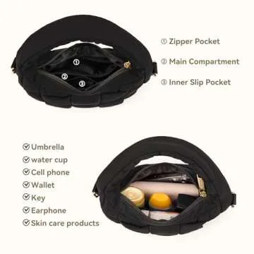 BOSTANTEN Small Puffer Crossbody Bag with Adjustable Strap