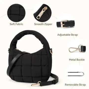 BOSTANTEN Small Puffer Crossbody Bag with Adjustable Strap