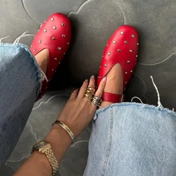 COVIBESCO Stylish Mary Jane Flats for Women - Comfortable Ballerina Shoes