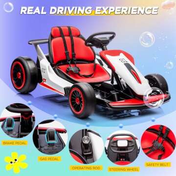 HOMMOW 24V Kids Go Kart with Dual Motors for Fun