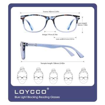 Loycco Blue Light Blocking Glasses 4-Pack Stylish Comfort