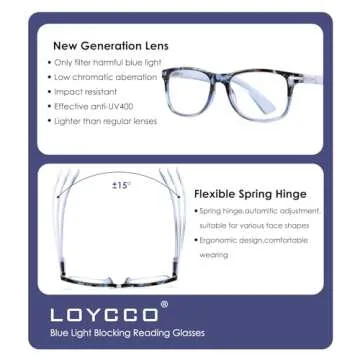 Loycco Blue Light Blocking Glasses 4-Pack Stylish Comfort