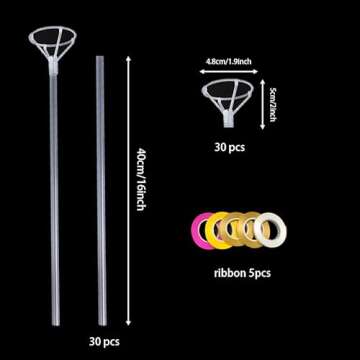 Balloon Sticks with Cups 30 Packs,16inch Long Clear Bobo Balloon Holder for Wedding Birthday,Party,A...