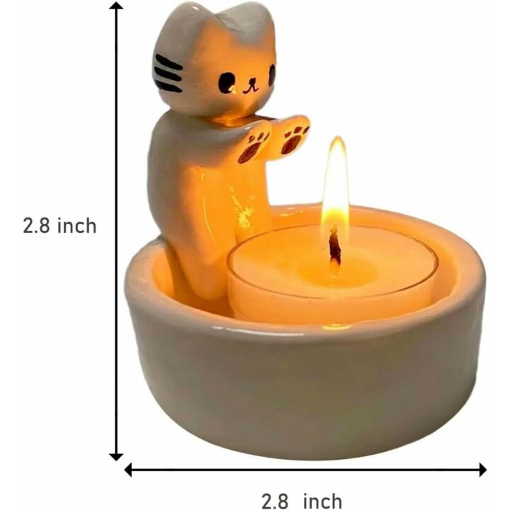 Ceramic Kitten Candle Holder - Cute Gift for Cat Lovers