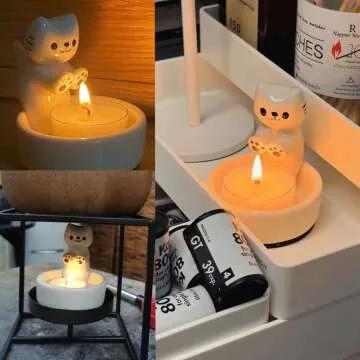 Ceramic Kitten Candle Holder - Cute Gift for Cat Lovers