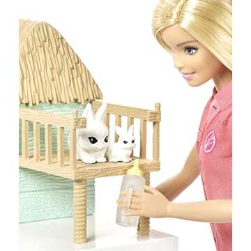 Barbie Vet Doll & Playset, Animal Rescuer Theme with 8 Wildlife Figures, Treehouse, Care Station, Rope Bridge & Accessories